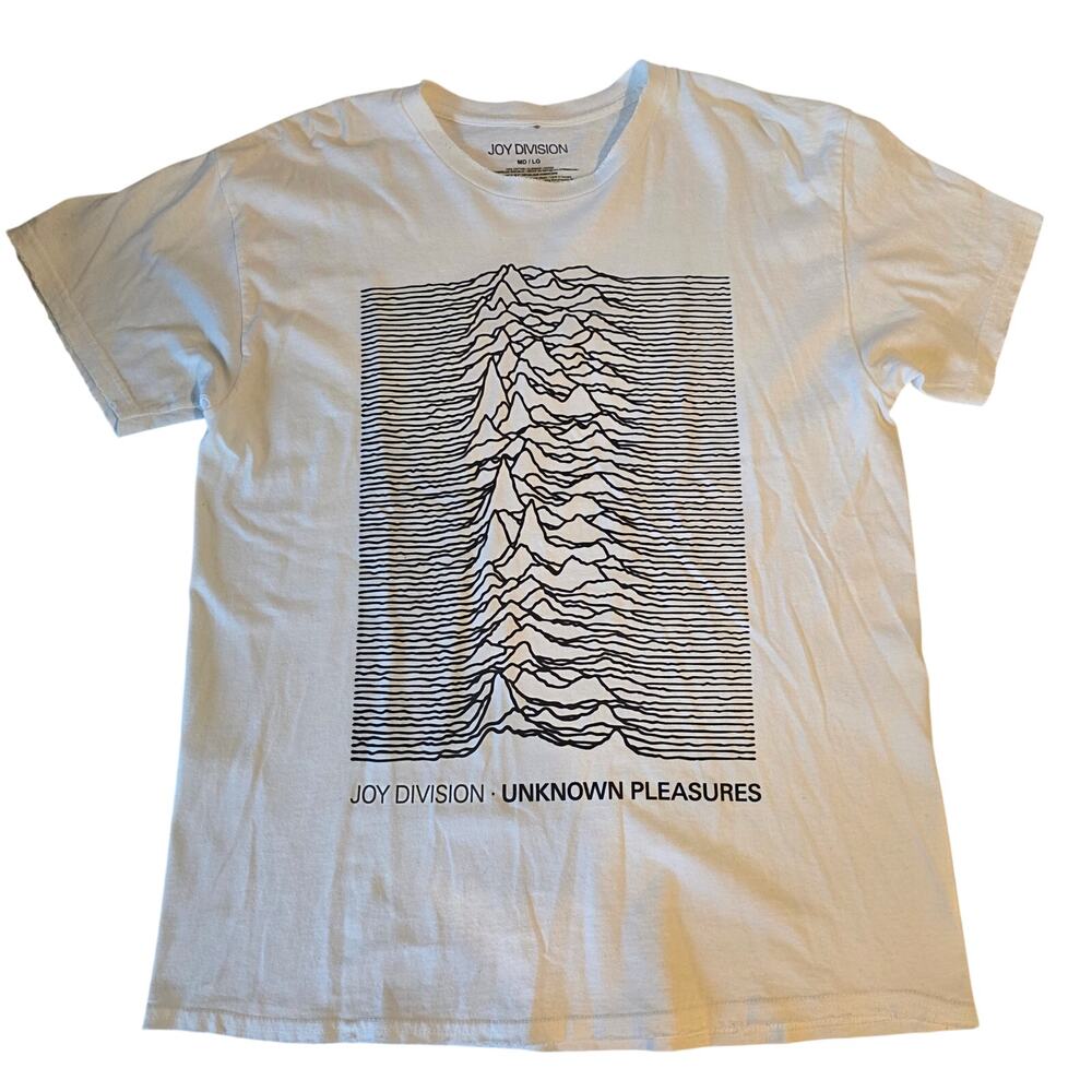 Joy Division Unknown Pleasures Distressed Graphic Tee White MD/LG